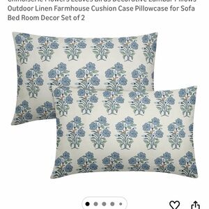 Floral Decorative Pillowcase Set - Blue and Cream